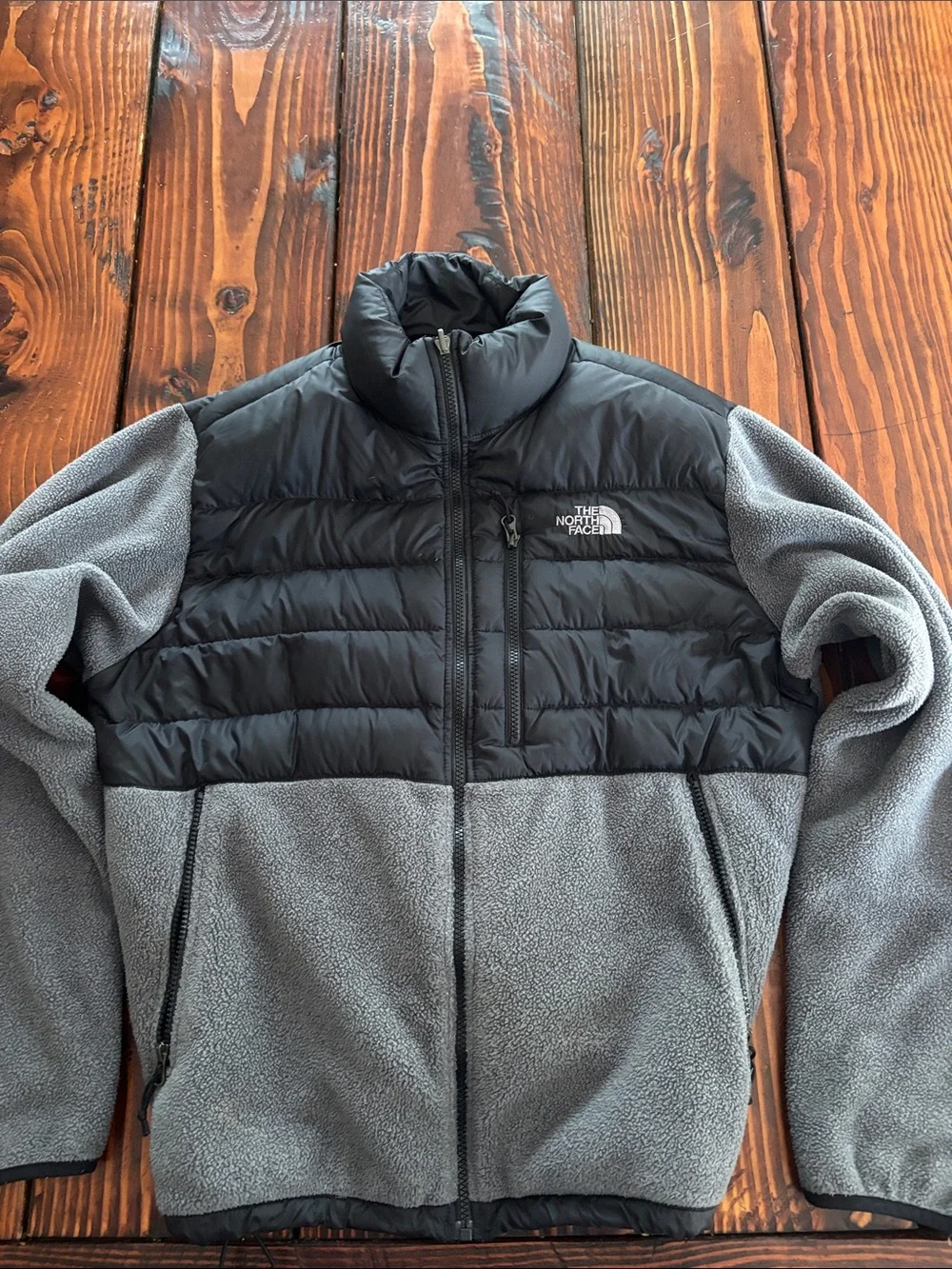 The North Face Men's Black & Gray Hybrid Fleece Puffer Jacket